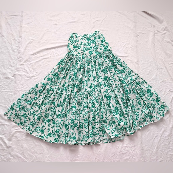Hello Molly Runaway Ayla Tiered Tropical White Green Maxi Skirt | Size Small - Picture 5 of 17